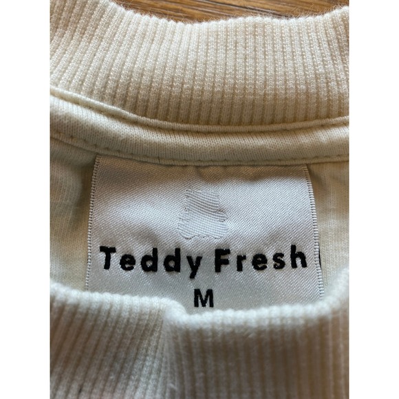 Teddy Fresh Sweatshirt with Puffy Rainbow Logo Unisex Off White Size Medium‎ - Picture 4 of 6